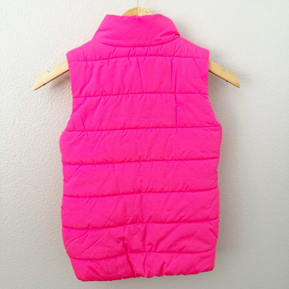 PUMA | Hot Bright Pink Full Zip Puffer Vest Winter Silver Logo | Small (7/8) - Picture 3 of 4